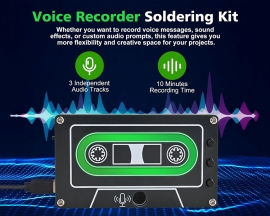 ICStation 10 Minutes Sound Recorder Soldering Practice Kit With LED Flashing Lights Audio Voice Recorder Soldering Kit Educational Electronics STEM Project for DIY Present
