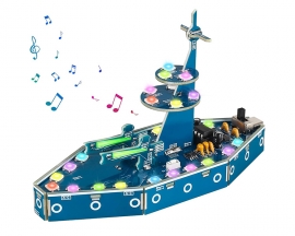 DIY Warship Model, Battleship Soldering Practice Kit with WS2812B RGB LED Flashing Light for Birthday Present School Education