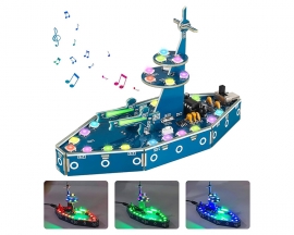 DIY Warship Model, Battleship Soldering Practice Kit with WS2812B RGB LED Flashing Light for Birthday Present School Education