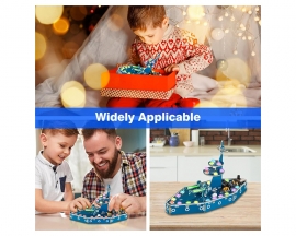 DIY Warship Model, Battleship Soldering Practice Kit with WS2812B RGB LED Flashing Light for Birthday Present School Education