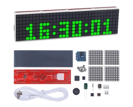 Soldering Practice Kits, LED Music Spectrum DIY Kit, DC 5V Green LED Dot Matrix Electronic Clock Soldering Project