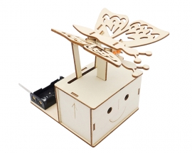 Wooden Science DIY Kits, Electric Fluttering Butterfly for Children's STEM Education with Gear-Driven Mechanical Technology