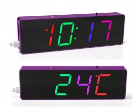 DC 5V Colorful LED Electronic Clock Kit, DIY Soldering Project, 12Hours 24Hours Display Date Time Temperature Alarm Clock with Purple Case