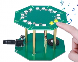 DIY Touch Sensing Electronic Music Drum Kit with 7 String Lyre Harp, SMD Soldering Practice Kit, STEM Project for College High School Education Competitions and Gifts