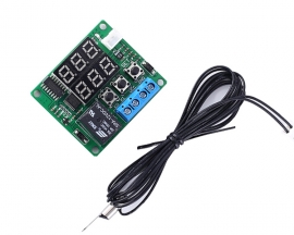 DC 12V High Temperature Contorller -10C~210C Red+Blue Display Thermostat NTC Sensor Waterproof Metal Probe Relay Output Return Temperature