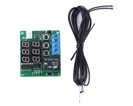 DC 12V High Temperature Contorller -10C~210C Red+Blue Display Thermostat NTC Sensor Waterproof Metal Probe Relay Output Return Temperature