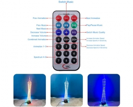 DIY Kit Wireless Bluetooth-compatible Colorful RGB LED Display Tower 3W Amplifier Infrared Remote Control Electronic DIY Kits Brain-training Toy Gifts