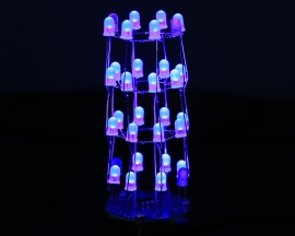 4-layer 3D Light Flashing LED Cylinder Soldering Project Kits, DIY Blue LED Lamp for Christmas Decoration