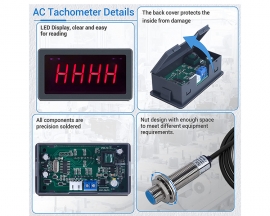 AC 110V 220V 4Bit Digital LED Tachometer RPM Speed Meter with Hall Proximity Switch Sensor