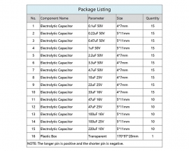 200pcs 15 Values Electrolytic Capacitor Kits 0.1uF/0.22uF/0.47uF/1uF/2.2uF/3.3uF/4.7uF/10uF/22uF/33uF/47uF/100uF/220uF 10V/16V/25V/50V