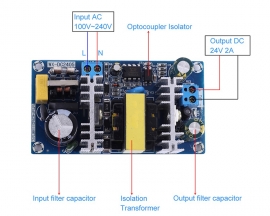 AC-DC 110V 220V to 24V 2A 50W Voltage Converter Switching Power Supply Module Buck Step Down Module