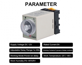 AH3-2 Time Relay DC 12V Adjustable Delay Control Timer 8Pin 1s-30s