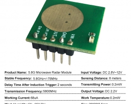 Infrared Human Body Induction 5.8G Microwave Radar Module DC 2.2V-4.8V Ultra-Low Power Distance Detector