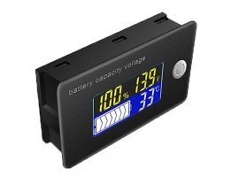Battery Indicator Voltage and Electricity Thermometer LCD Display Voltmeter  for 10V-99V Battery