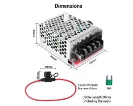 DC Motor Speed Controller, 7-70V 30A Speed Control Switch Module for Fan Speed Control, Adjustable PWM Motor Speed Regulator with 30A Fuse Used for Children's Car