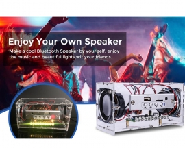 DIY Kit Bluetooth-Compatible Speaker with LED Flashing Light, Home Stero Sound Amplifier Kits for Learning Electronic Soldering