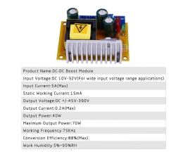 DC-DC Boost Module 8-32V to 45-390V 5A 40W ZVS Capacitor Charging Power Supply Module Voltage Converter