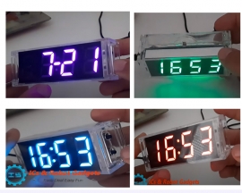 RGB 4Bit Digital Electronic Clock DIY Kit 5V Temperature Alarm 12/24H Time Date Home Clock