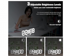 3D LED Digital Wall Clock, Time Date Temperature Display Nightlight Alarm Clock, 9.5'' 12/24 Hours Electronic Desktop Clock Adjustable Brightness