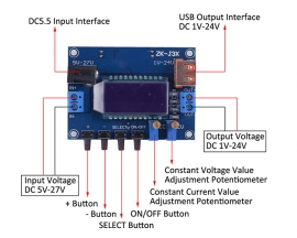 DC Step-down Module DC 5V-27V to DC 1V-24V Voltage Converter Buck Power Supply Module CVCC with LCD Display