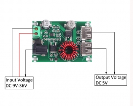 Dual USB Output Step-Down Module, 5V 6A Voltage Regulator Module, Dual 5V 3A Rechargeable Micro Charging Board