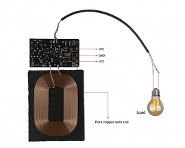 DC 5V 5W Wireless Charging Receiver Module PCBA Circuit Board Sensing Distance 8mm with 5cm Long Thread