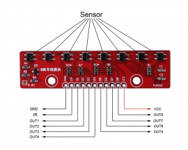 8-Bit Tracking Module DC 5V Tracking Sensor Module for Smart Cars Robots
