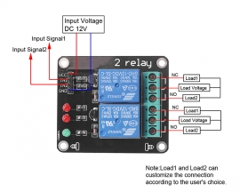 2 Bit 12V Relay Module with Optocoupler Isolation Support High and Low Level Trigger Dual Relay Module