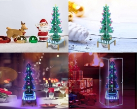 Auto-Rotate Flash RGB LED Music Christmas Trees Kit Electronic Soldering Practice DIY Kit with Shell