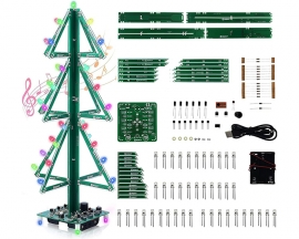 DIY Kit RGB Flash LED Circuit Music Christmas Tree, 12.4inch 3D Xmas Tree DIY Soldering Kits for Christmas Gift