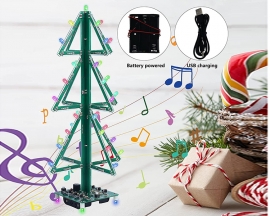 DIY Kit RGB Flash LED Circuit Music Christmas Tree, 12.4inch 3D Xmas Tree DIY Soldering Kits for Christmas Gift