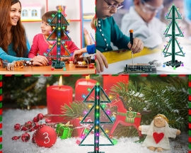 DIY Kit RGB Flash LED Circuit Music Christmas Tree, 12.4inch 3D Xmas Tree DIY Soldering Kits for Christmas Gift