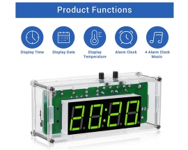 DC 5V 4-Digit Digital Electronic Clock DIY Kit Tempreature Date Time Display Module Alarm Clock Soldering Kits