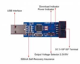 LC-01 51 AVR Programmer ISP USBASP Downloader Onboard ATMega8 (L) Chip