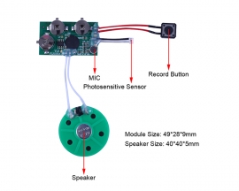 60 Seconds Light Control Voice Sound Recording Module Button Battery Powered for DIY Gift Music Greeting Cards