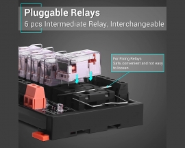 6 Channel SPDT Switch Module, DC 24V Relay Module, AC 270V with Isolated Optocoupler DIN Rail Mount High and Low Level Trigger