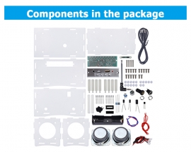 DIY Bluetooth-Compatible Speaker Kit with FM Radio Function, Rechargeable Mini Home Stereo Sound Amplifier with LED Flashing Light, Soldering Project Kit for Learning & Teaching