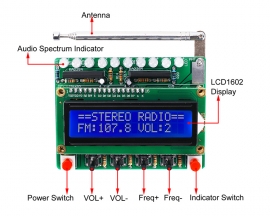 RDA5807 FM Radio Receiver DIY Kit with RGB Flashing LED Indicator