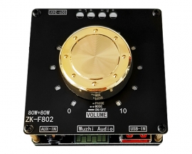 80Wx2 Bluetooth-Compatible Module ZK-F802 Dual Channel Stereo 80W+80W BLE/AUX/U-disk/USB Sound Card