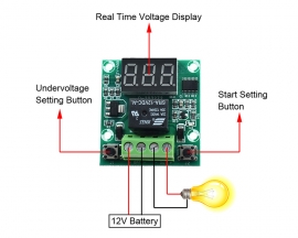 DC 12V Battery Overdischarge Monitor 6s Delay Under Voltage Controller Battery Voltage Protector