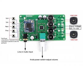 QCC3031 Wireless Bluetooth-Compatible Audio Receiver 10W/15W x2 BLE5.0 Stereo Amplifier Module APTX/APTXHD