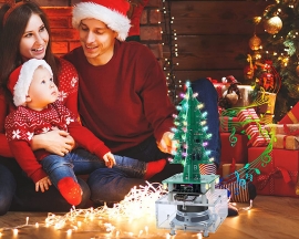 DIY Kit RGB Christmas Tree Bluetooth-Compatible Amplifier Player U-disk/AUX/TF Audio LED Flashing Electronic Soldering Project