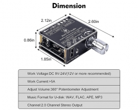 50W+50W HIFI Bluetooth-Compatible Amplifier Board, BLE5.1 Dual Channel Stereo Audio Amplifier, Support U-disk/AUX Audio APP/Infrared Remote Control