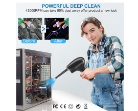 Compressed Air Duster, Upgraded 7800mAh Powerful 43000 RPM Deep Clean Compact Air Duster Spray 10W Type-C Fast Charging, for Electric Keyboard Computer