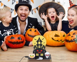 Halloween LED Light DIY Kit, Haunted Castle Soldering Projects with 3 Lighting Modes and Spooky Sounds, Fun Soldering Practice Kit for School Electronics Learning and Halloween Decorations