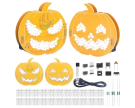 Halloween DIY Soldering Kit, Pumpkin LED Light Electronics Project, Through-Hole Components for School Teaching Learning STEM Projects Beginner-Friendly Soldering Practice Kit