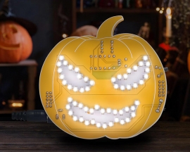 Halloween DIY Soldering Kit, Pumpkin LED Light Electronics Project, Through-Hole Components for School Teaching Learning STEM Projects Beginner-Friendly Soldering Practice Kit