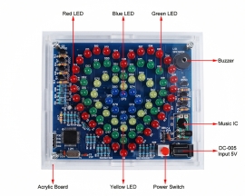 RGB Colorful Heart Shaped LED Flashing Light Kit, DIY Electronic Kits for School STEM Projects Soldering Learning