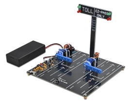 DIY Highway Toll Booth Simulation Kit, STEM Toll Gate Simulator Circuit Board Soldering Practice Kit with 2 Mini Cars, STEM Electronics Project for Classroom & Home Learning