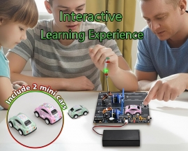 DIY Highway Toll Booth Simulation Kit, STEM Toll Gate Simulator Circuit Board Soldering Practice Kit with 2 Mini Cars, STEM Electronics Project for Classroom & Home Learning